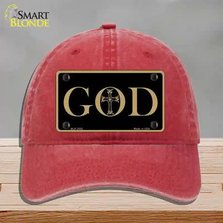 God Novelty License Plate Hat Unconstructed Cotton / Red