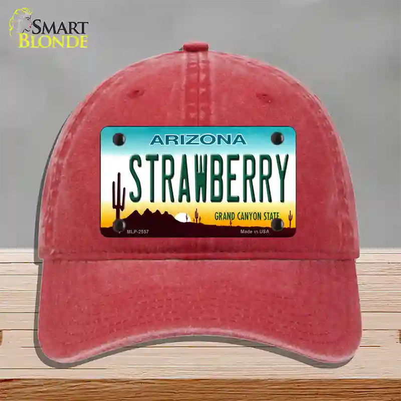 Strawberry Arizona Novelty License Plate Hat Unconstructed Cotton / Red