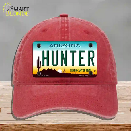 Hunter Arizona Novelty License Plate Hat Unconstructed Cotton / Red