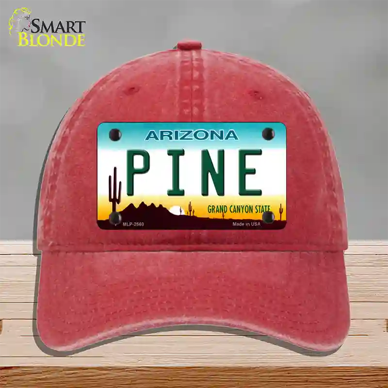 Pine Arizona Novelty License Plate Hat Unconstructed Cotton / Red