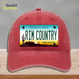 Rim Country Arizona Novelty License Plate Hat Unconstructed Cotton / Red