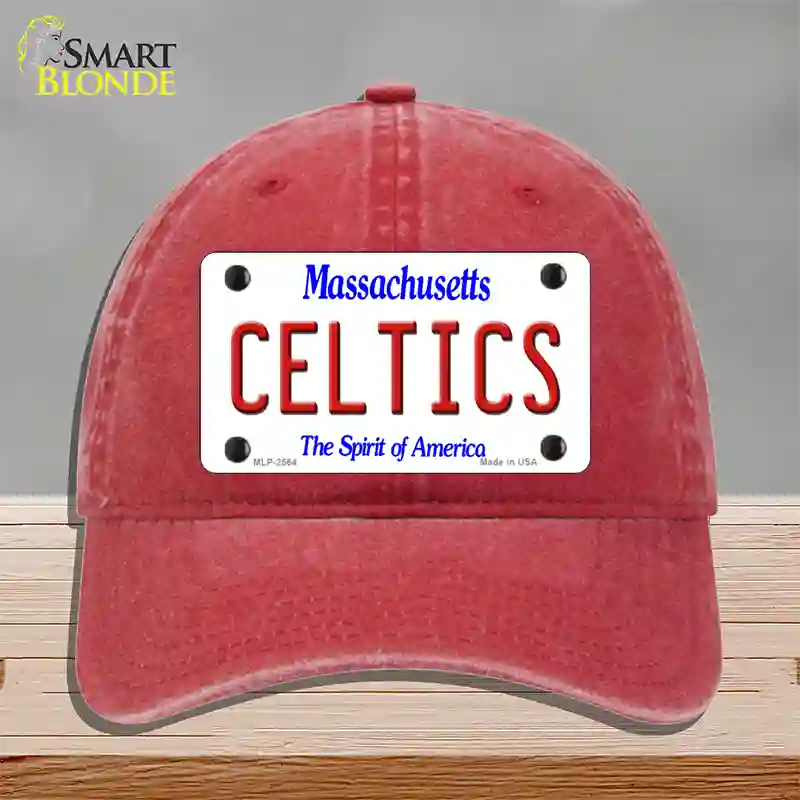 Celtics Massachusetts State Novelty License Plate Hat Unconstructed Cotton / Red