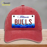 Bulls Illinois State Novelty License Plate Hat Unconstructed Cotton / Red