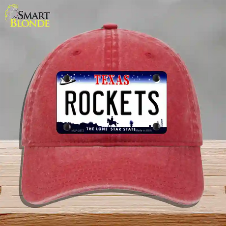 Rockets Texas State Novelty License Plate Hat Unconstructed Cotton / Red