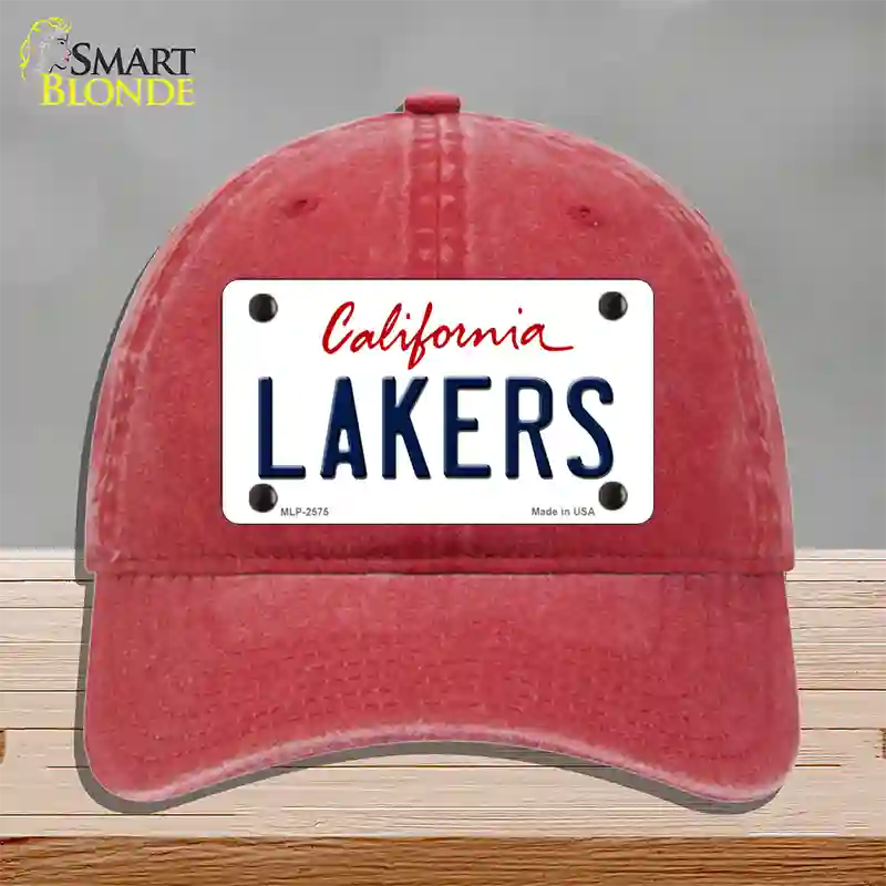 Lakers California State Novelty License Plate Hat Unconstructed Cotton / Red