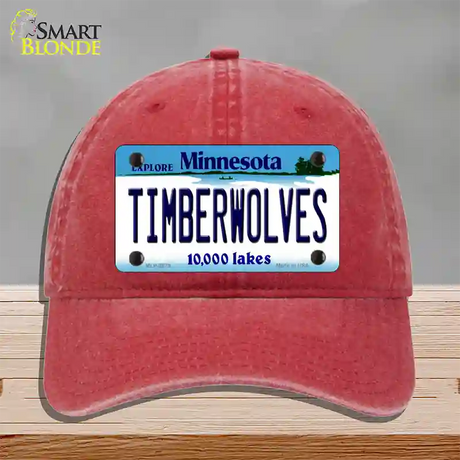 Timberwolves Minnesota State Novelty License Plate Hat Unconstructed Cotton / Red