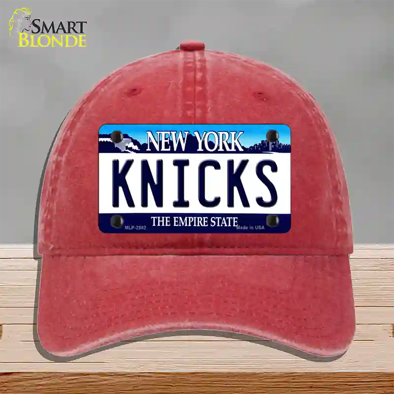 Knicks New York State Novelty License Plate Hat Unconstructed Cotton / Red