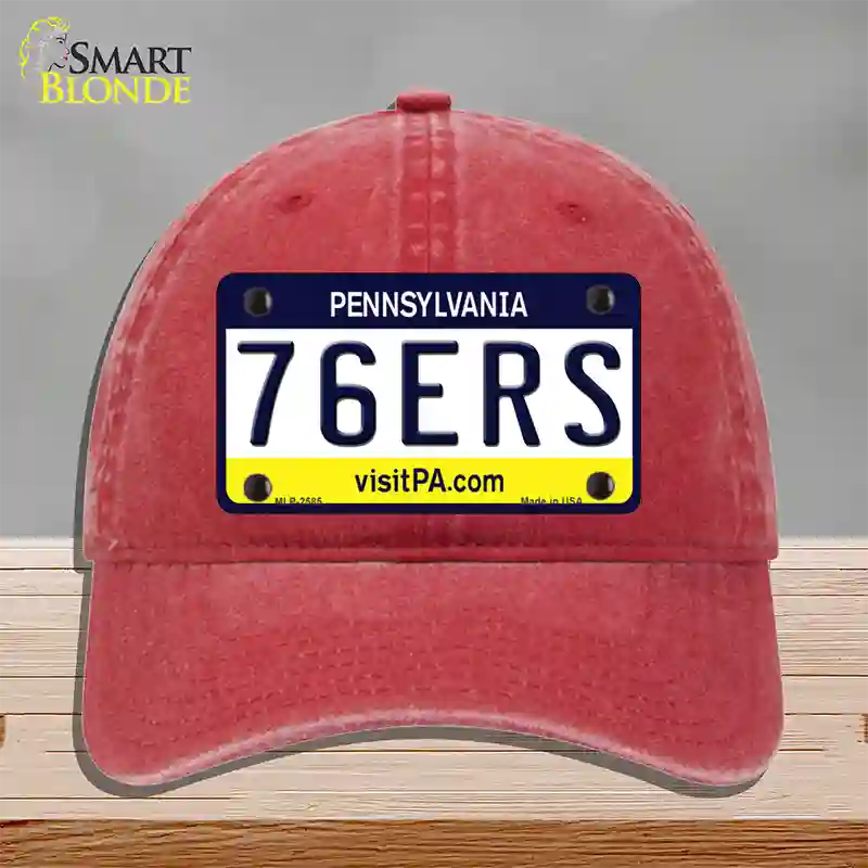 76ers Pennsylvania State Novelty License Plate Hat Unconstructed Cotton / Red