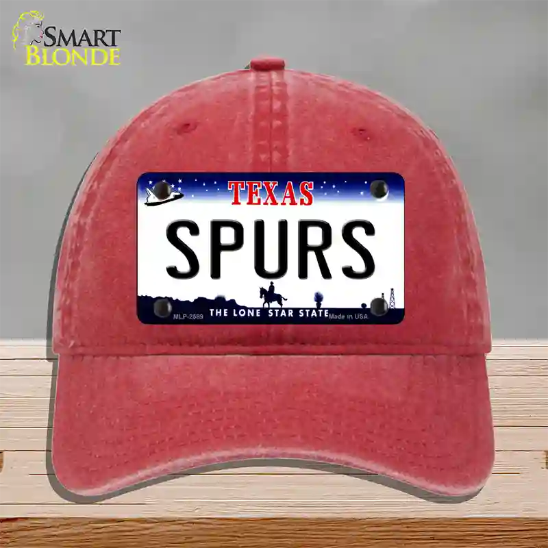 Spurs Texas State Novelty License Plate Hat Unconstructed Cotton / Red