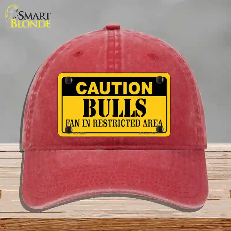 Caution Bulls Fan Novelty License Plate Hat Unconstructed Cotton / Red