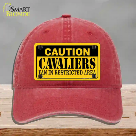 Caution Cavaliers Fan Novelty License Plate Hat Unconstructed Cotton / Red