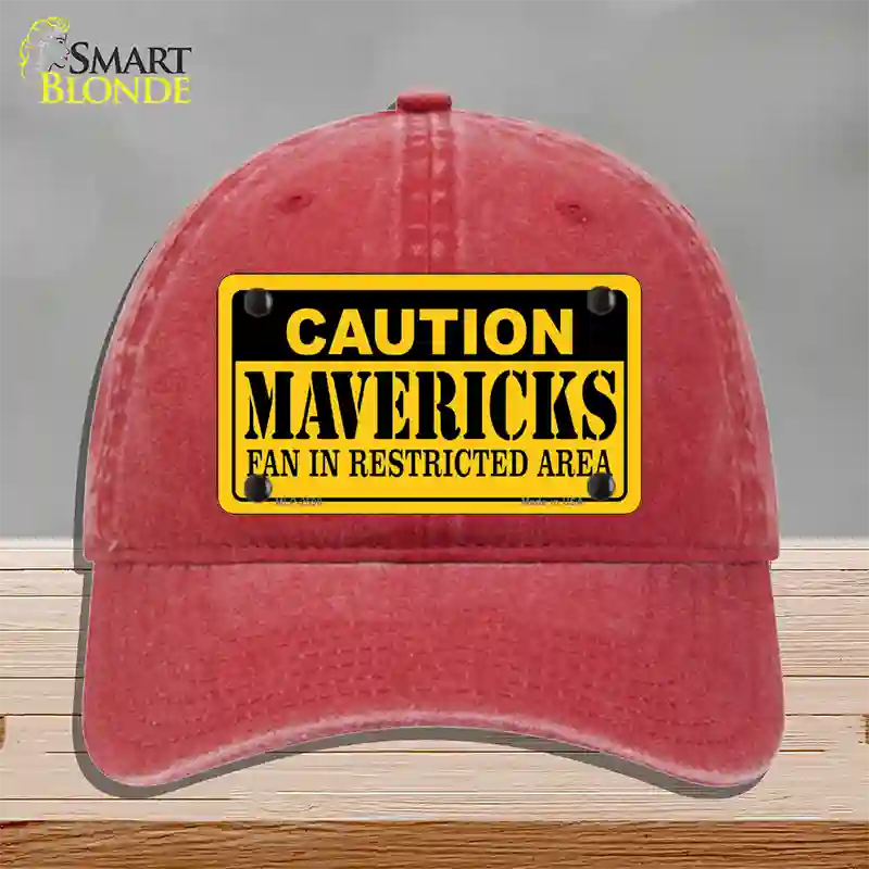 Caution Mavericks Fan Novelty License Plate Hat Unconstructed Cotton / Red