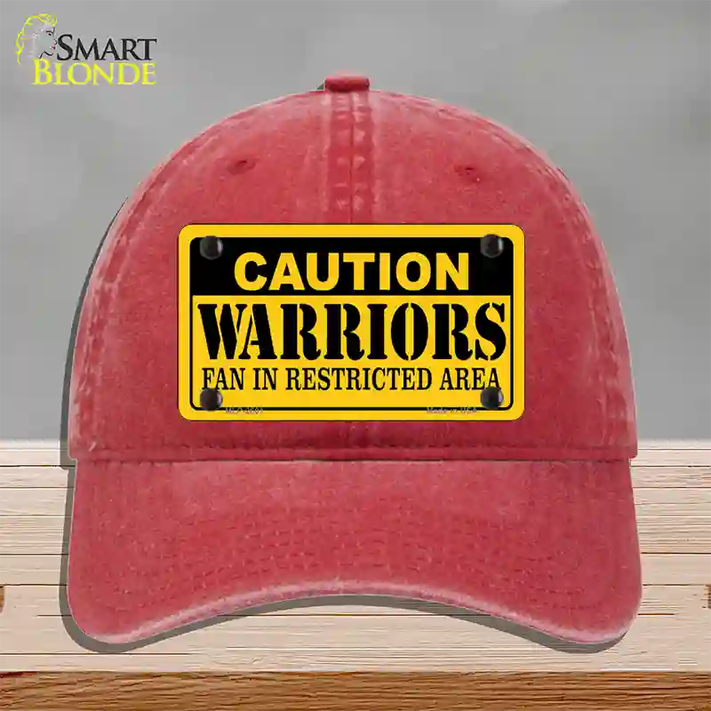 Caution Warriors Fan Novelty License Plate Hat Unconstructed Cotton / Red