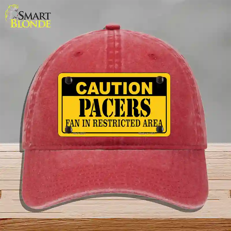 Caution Pacers Novelty License Plate Hat Unconstructed Cotton / Red