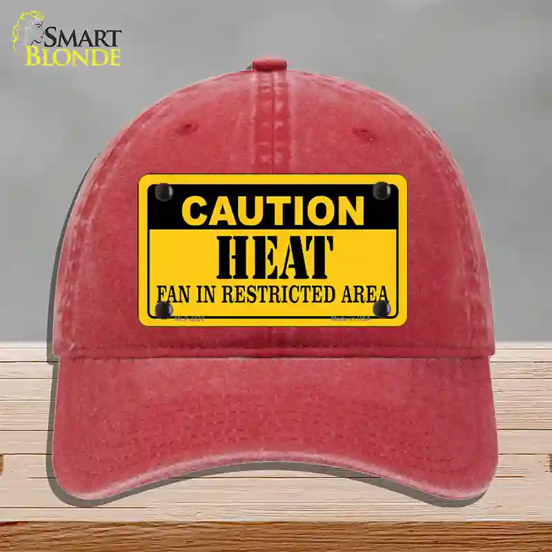 Caution Heat Fan Novelty License Plate Hat Unconstructed Cotton / Red