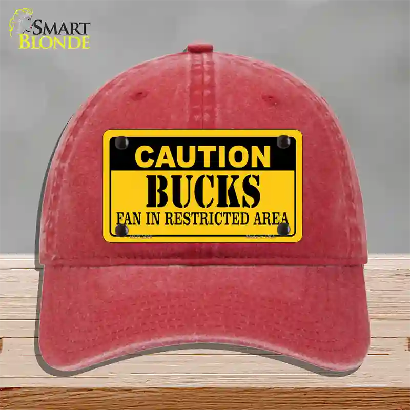 Caution Bucks Fan Novelty License Plate Hat Unconstructed Cotton / Red