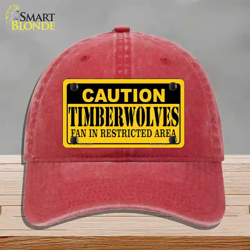 Caution Timberwolves Fan Novelty License Plate Hat Unconstructed Cotton / Red