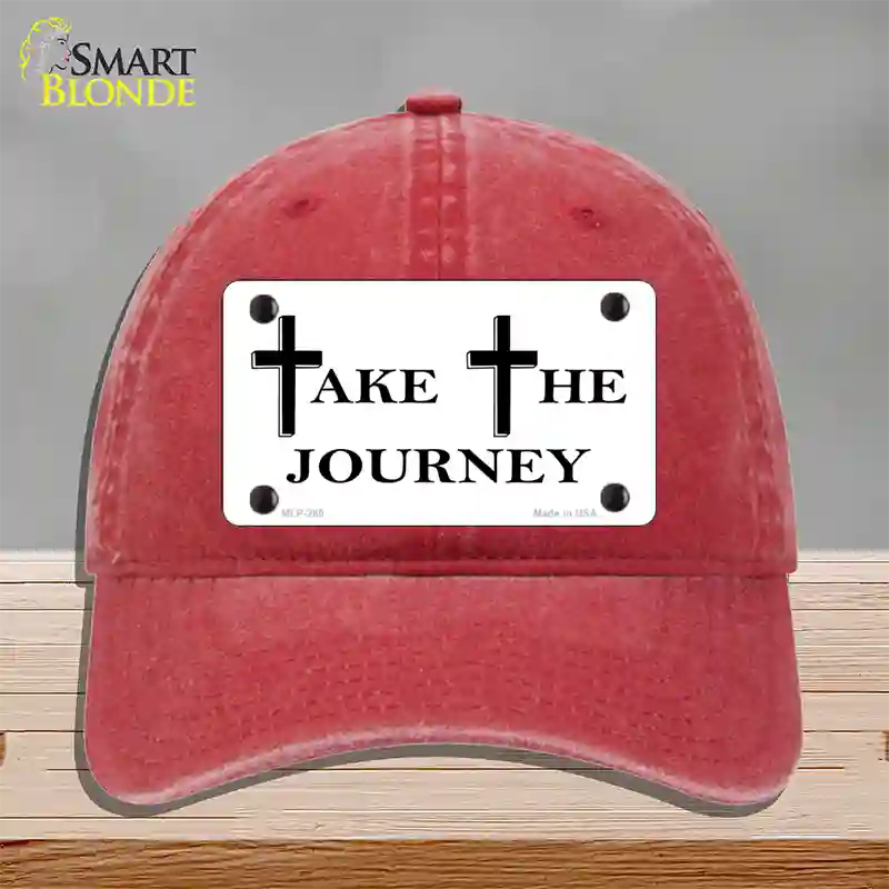 Take The Journey Vanity Novelty License Plate Hat Unconstructed Cotton / Red