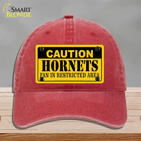 Caution Hornets Fan Novelty License Plate Hat Unconstructed Cotton / Red