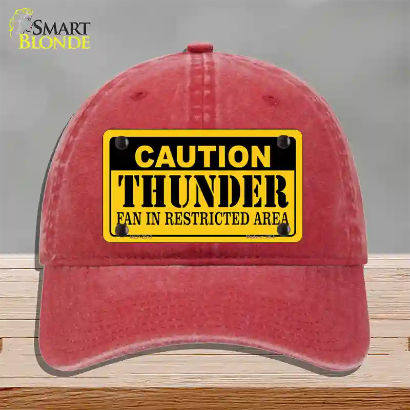 Caution Thunder Fan Novelty License Plate Hat Unconstructed Cotton / Red