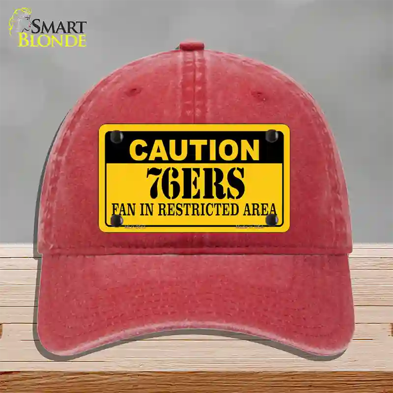 Caution 76ers Fan Novelty License Plate Hat Unconstructed Cotton / Red