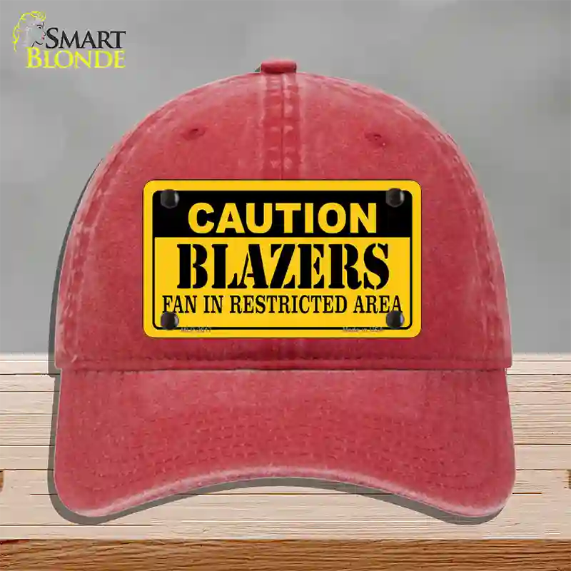 Caution Blazers Fan Novelty License Plate Hat Unconstructed Cotton / Red