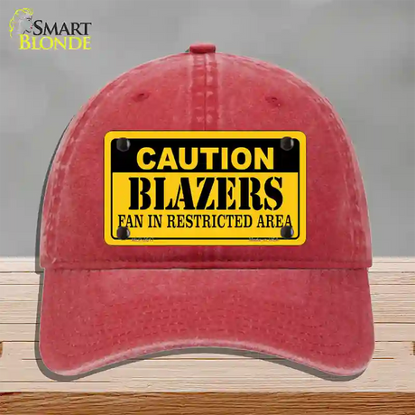 Caution Blazers Fan Novelty License Plate Hat Unconstructed Cotton / Red