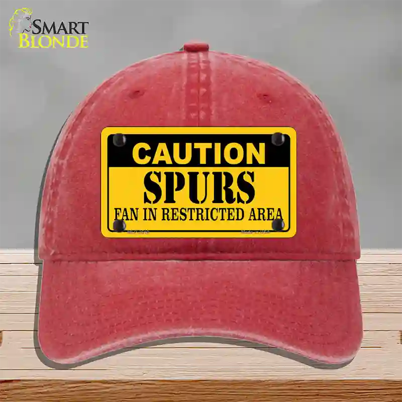 Caution Spurs Fan Novelty License Plate Hat Unconstructed Cotton / Red