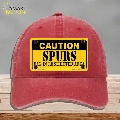 Caution Spurs Fan Novelty License Plate Hat Unconstructed Cotton / Red