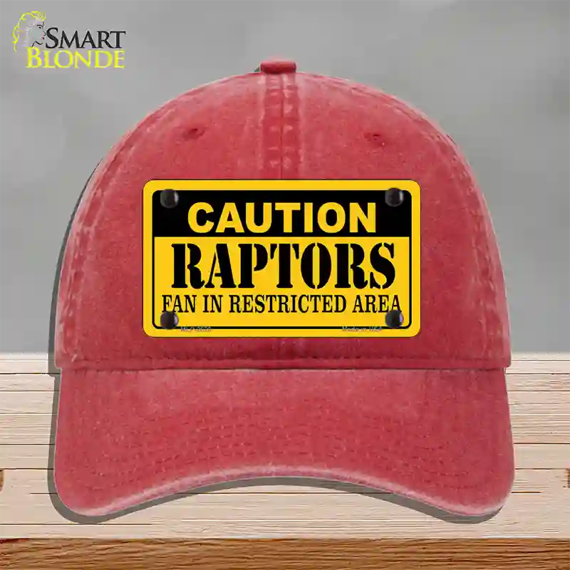 Caution Raptors Fan Novelty License Plate Hat Unconstructed Cotton / Red