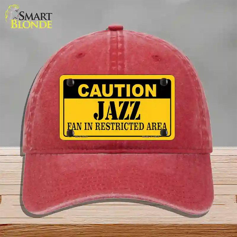 Caution Jazz Fan Novelty License Plate Hat Unconstructed Cotton / Red