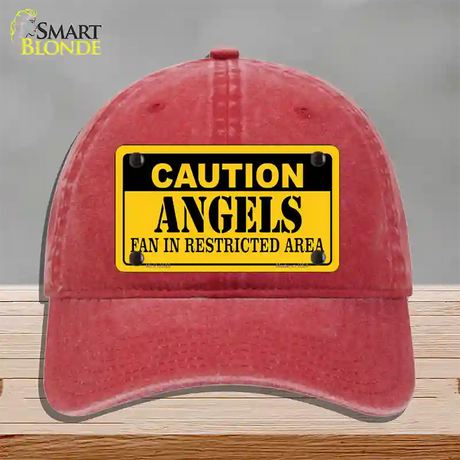 Caution Angels Fan Novelty License Plate Hat Unconstructed Cotton / Red