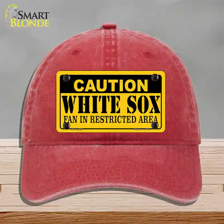 Caution White Sox Fan Novelty License Plate Hat Unconstructed Cotton / Red