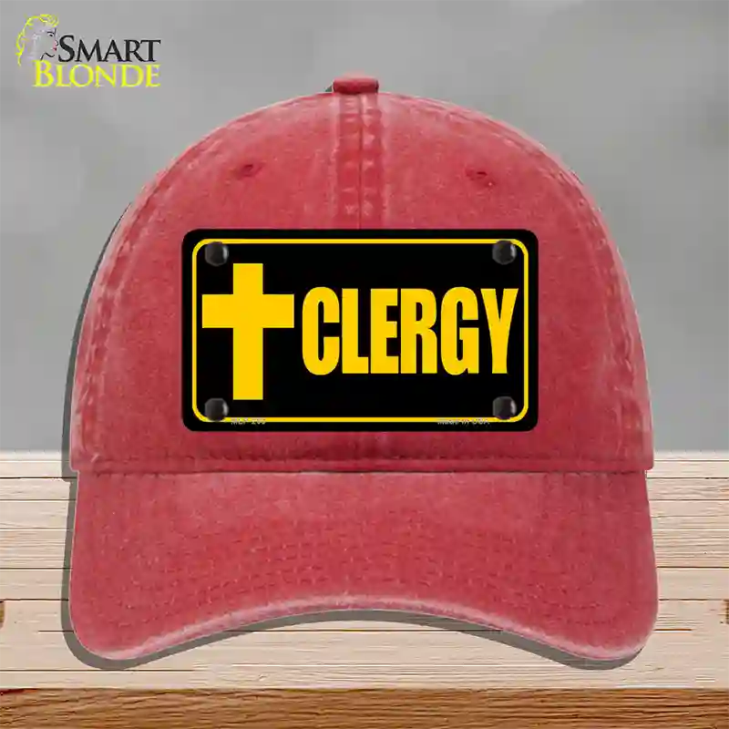 Clergy Vanity Novelty License Plate Hat Unconstructed Cotton / Red