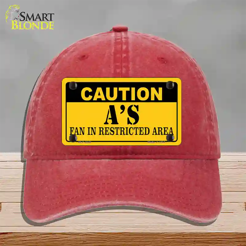 Caution As Fan Novelty License Plate Hat Unconstructed Cotton / Red