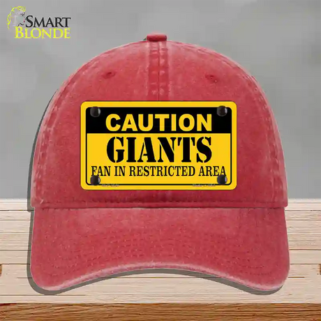 Caution Giants Fan Novelty License Plate Hat Unconstructed Cotton / Red