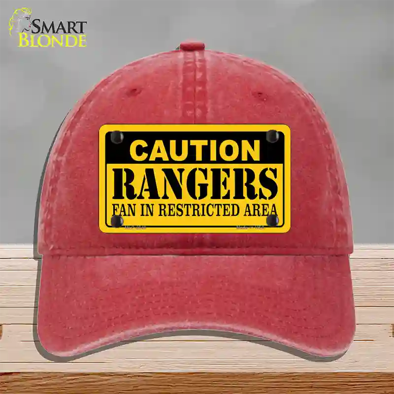 Caution Rangers Fan Novelty License Plate Hat Unconstructed Cotton / Red