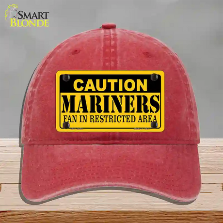 Caution Mariners Fan Novelty License Plate Hat Unconstructed Cotton / Red