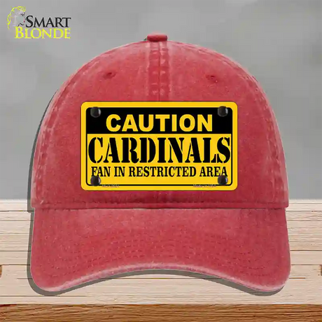 Caution Cardinals Fan Novelty License Plate Hat Unconstructed Cotton / Red