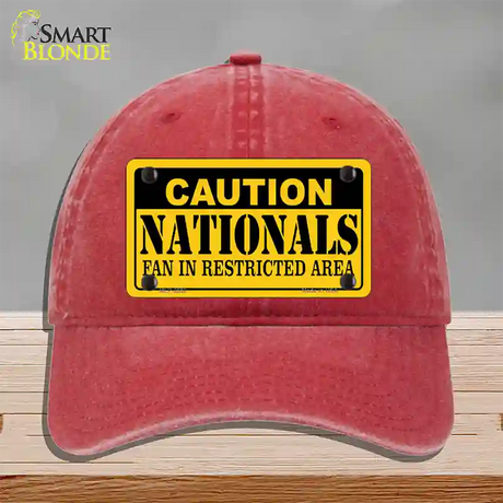 Caution Nationals Fan Novelty License Plate Hat Unconstructed Cotton / Red