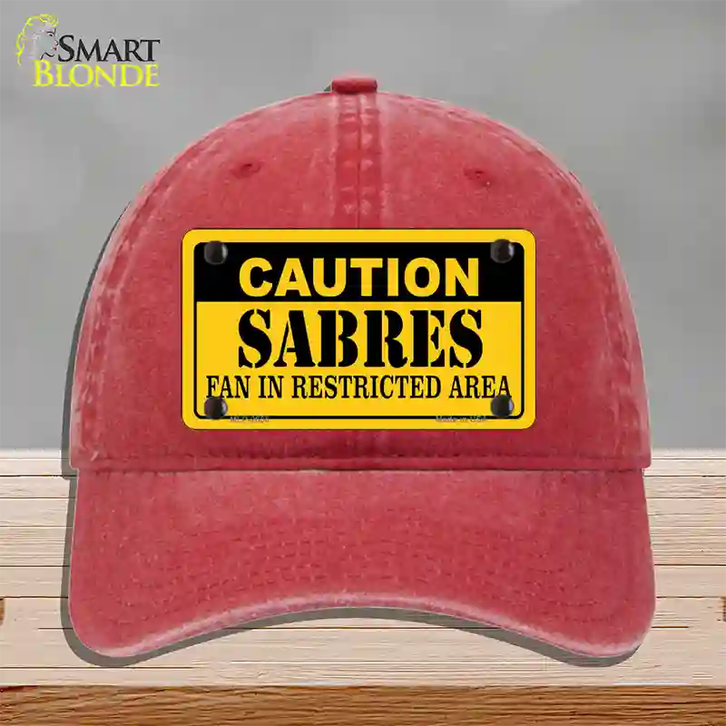 Caution Sabres Novelty License Plate Hat Unconstructed Cotton / Red