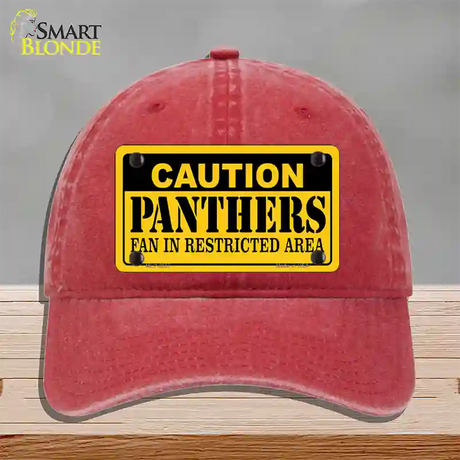 Caution Panthers Hockey Novelty License Plate Hat Unconstructed Cotton / Red