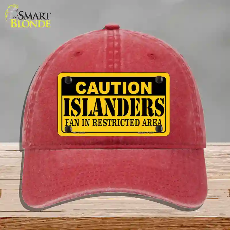 Caution Islanders Novelty License Plate Hat Unconstructed Cotton / Red