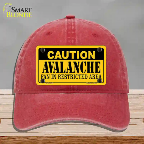 Caution Avalanche Novelty License Plate Hat Unconstructed Cotton / Red