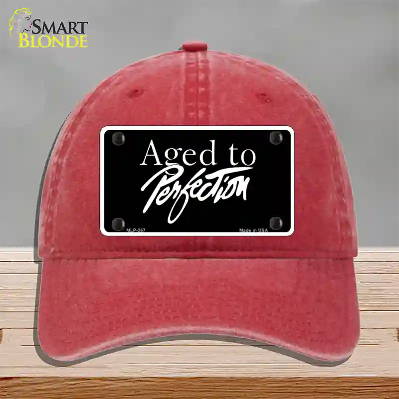 Aged To Perfection Novelty License Plate Hat Unconstructed Cotton / Red