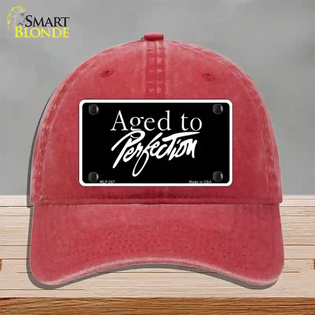 Aged To Perfection Novelty License Plate Hat Unconstructed Cotton / Red