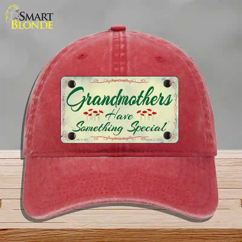 Grandmothers Something Special Novelty License Plate Hat Unconstructed Cotton / Red