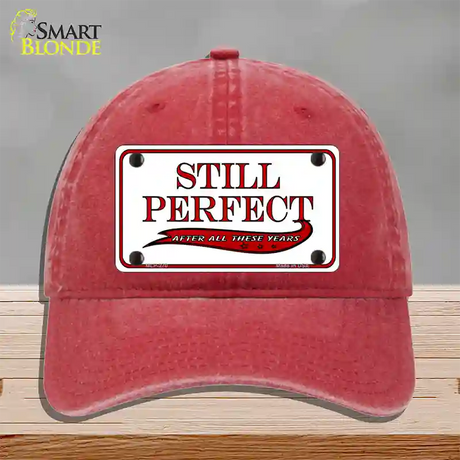 Still Perfect Novelty License Plate Hat Unconstructed Cotton / Red