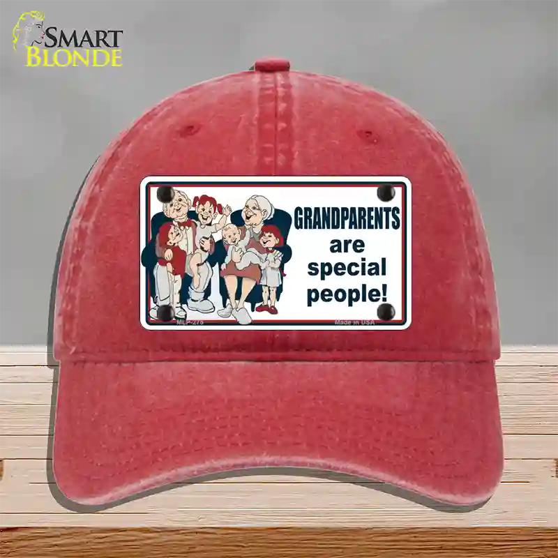 Grandparents Are Special People Novelty License Plate Hat Unconstructed Cotton / Red