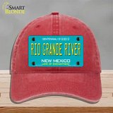 Rio Grande River New Mexico Teal Novelty License Plate Hat Unconstructed Cotton / Red